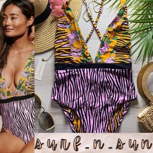 Maaji 🌼 Fierce Flow Animal Print Floral Reversible Skimpy One Piece